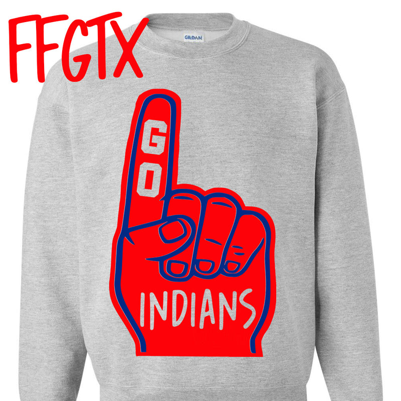 Jim Ned Indians Gray Foam Finger Sweatshirt